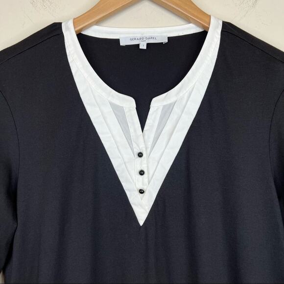 Gerard Darel Paris blouse women's XS pleated V neck long sleeve modal cotton - Picture 2 of 8